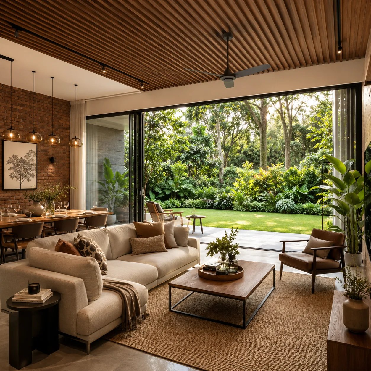 Nambiar Bannerghatta villa interior with double-height living and open family area