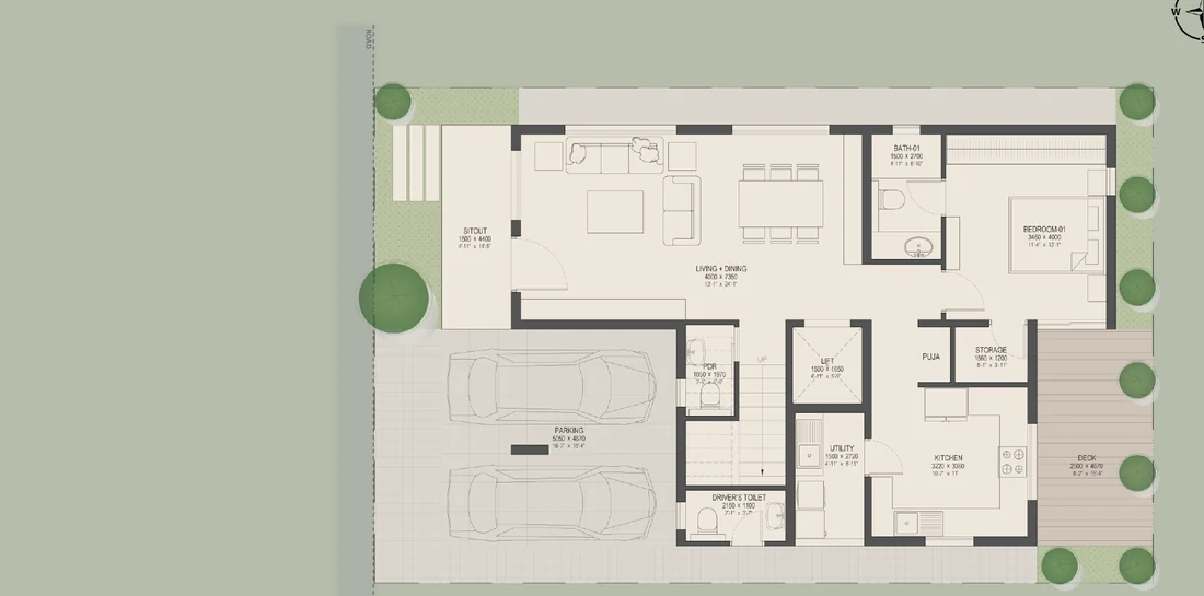 Nambiar Bannerghatta 4 BHK Villa 35x55 floor plan